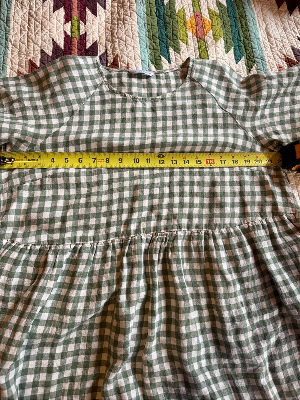 Linenfox Green and White Gingham Mini Dress - Picture 3 of 5